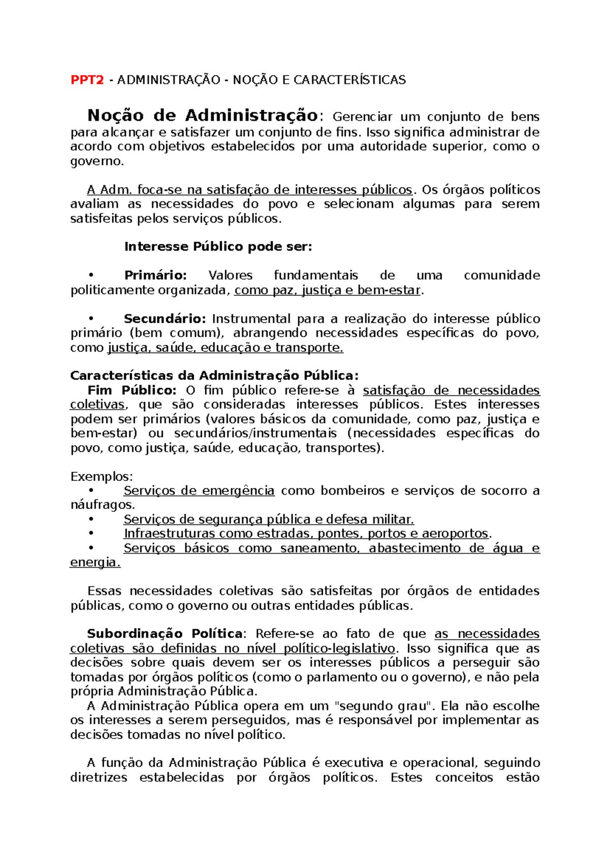 TGDA - 2024 - PPT2 - ADMINISTRAÇÃO - NOÇÃO E CARACTERÍSTICAS Noção de ...