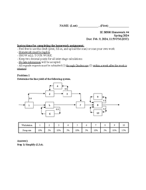 Steady state equations - IE 33600 - Studocu
