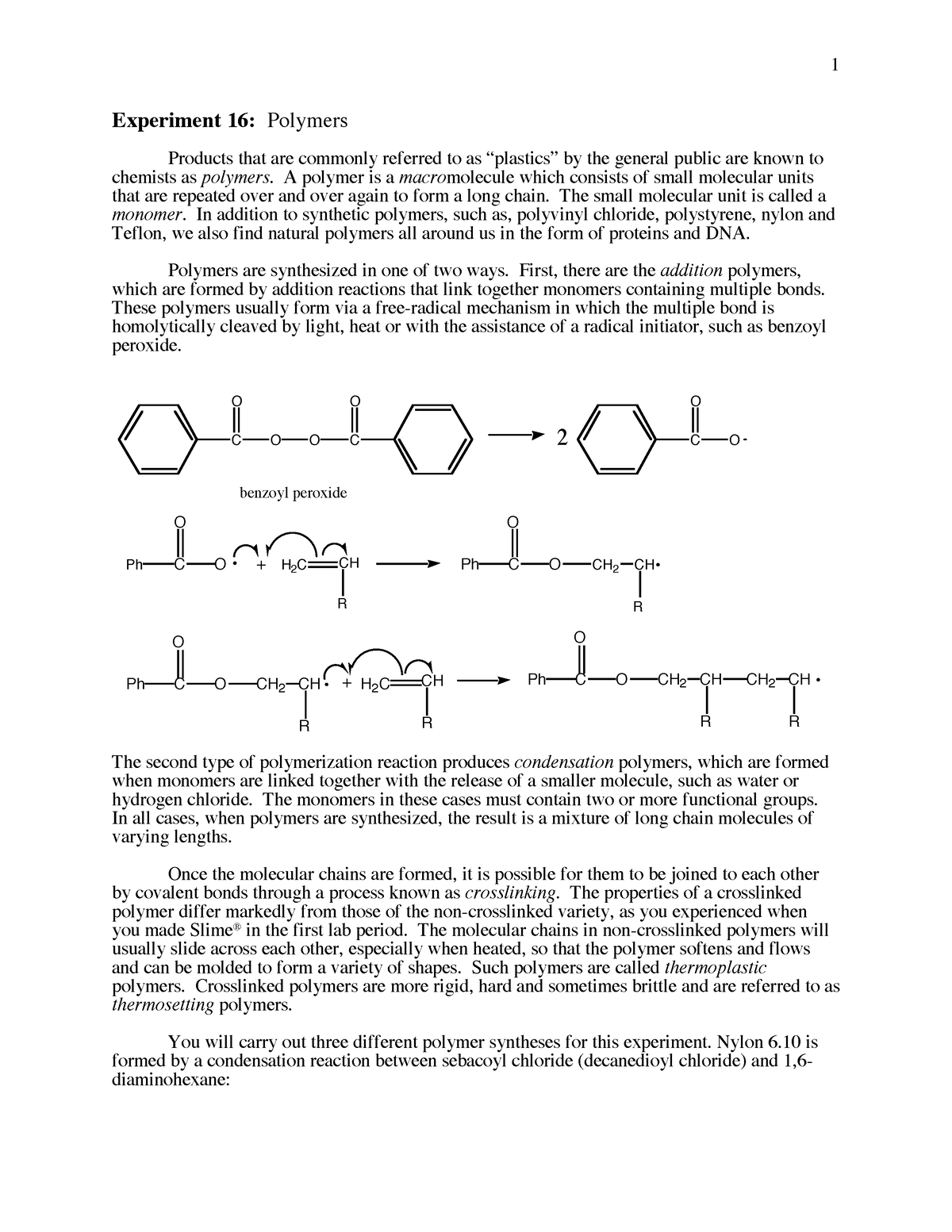 polymerisation experiment schule