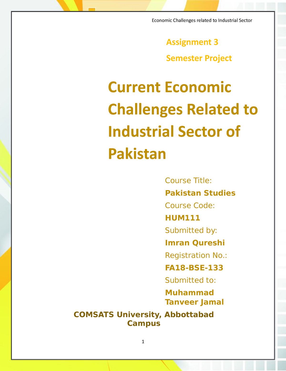 Assignmnet 3 - Current Economic Challenges Related To Industrial Sector ...