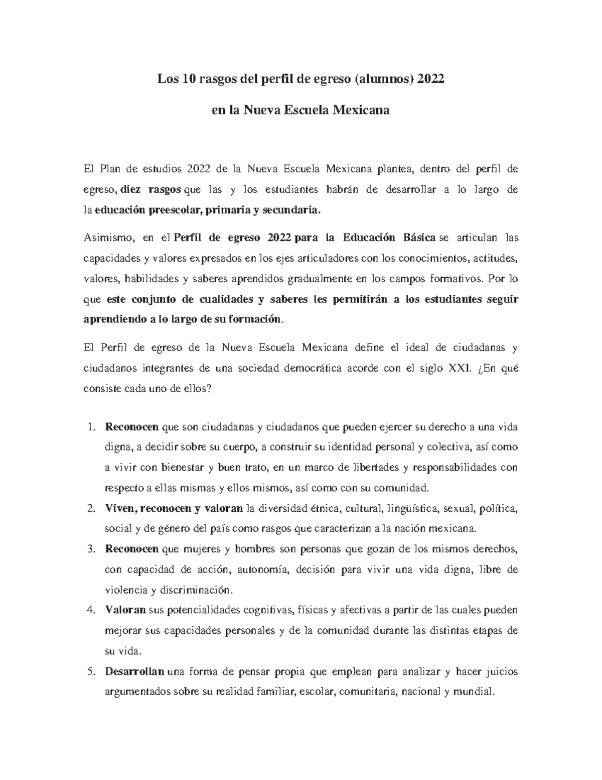 Los 10 rasgos del perfil de egreso 2022 - Los 10 rasgos del perfil de ...