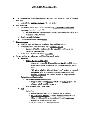 EALC-E 100 Notes (Day 21- Lecture) - EALC-E 100 Notes (Day 21) Cold War ...