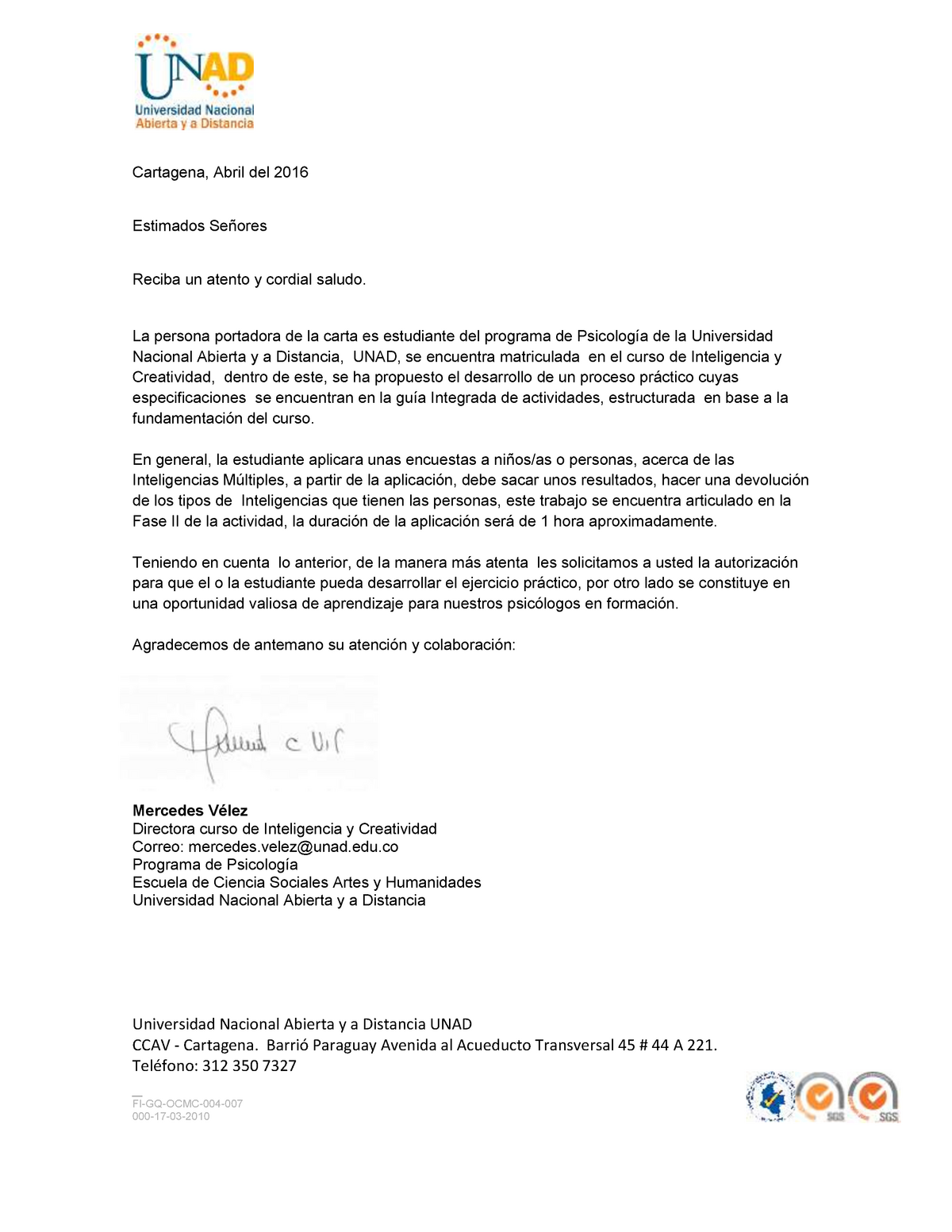 Carta De Presentacion Psicologo Pdf 6496