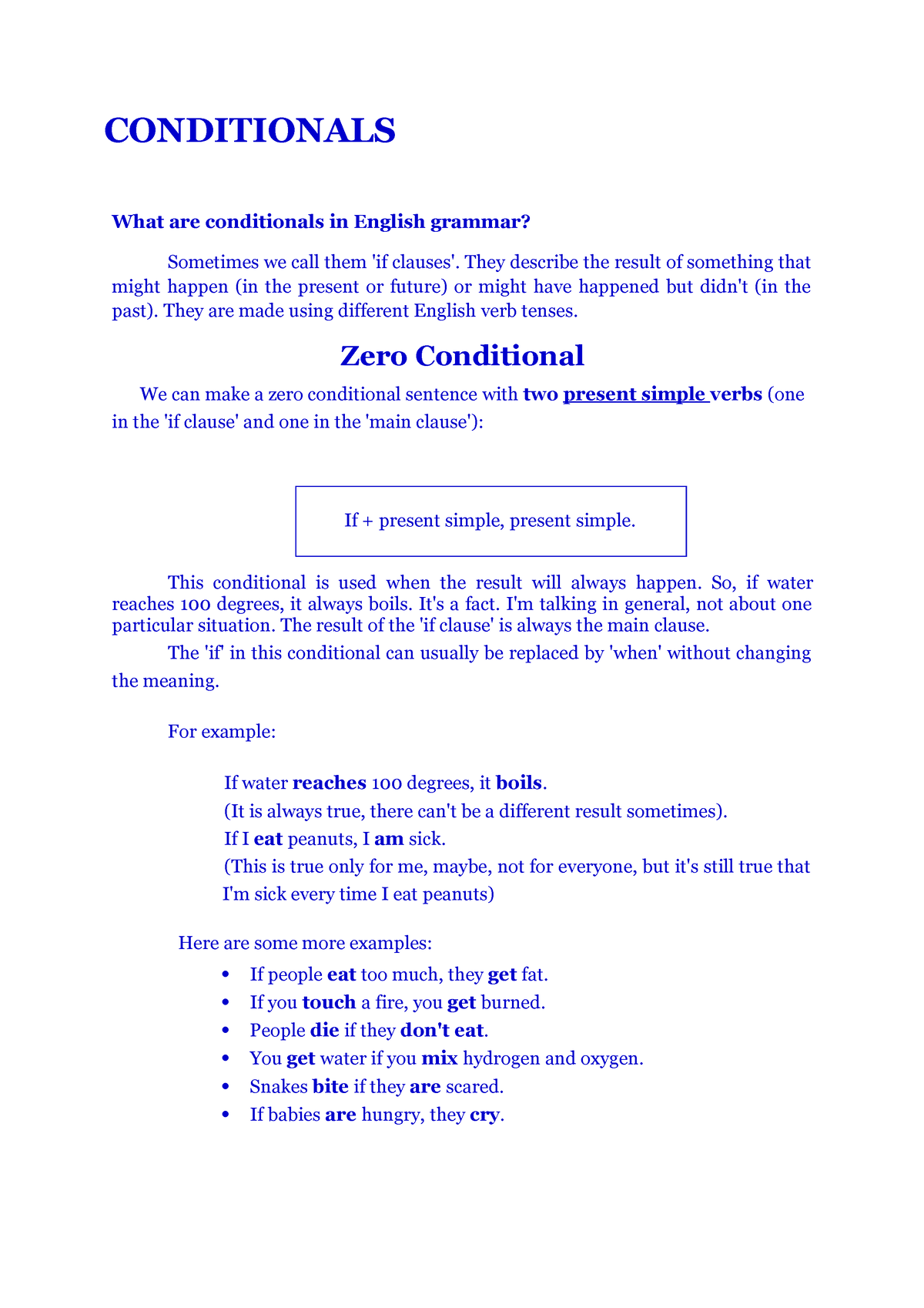 Zero-conditional - Ejercicio de Zero condtitional - CONDITIONALS What ...