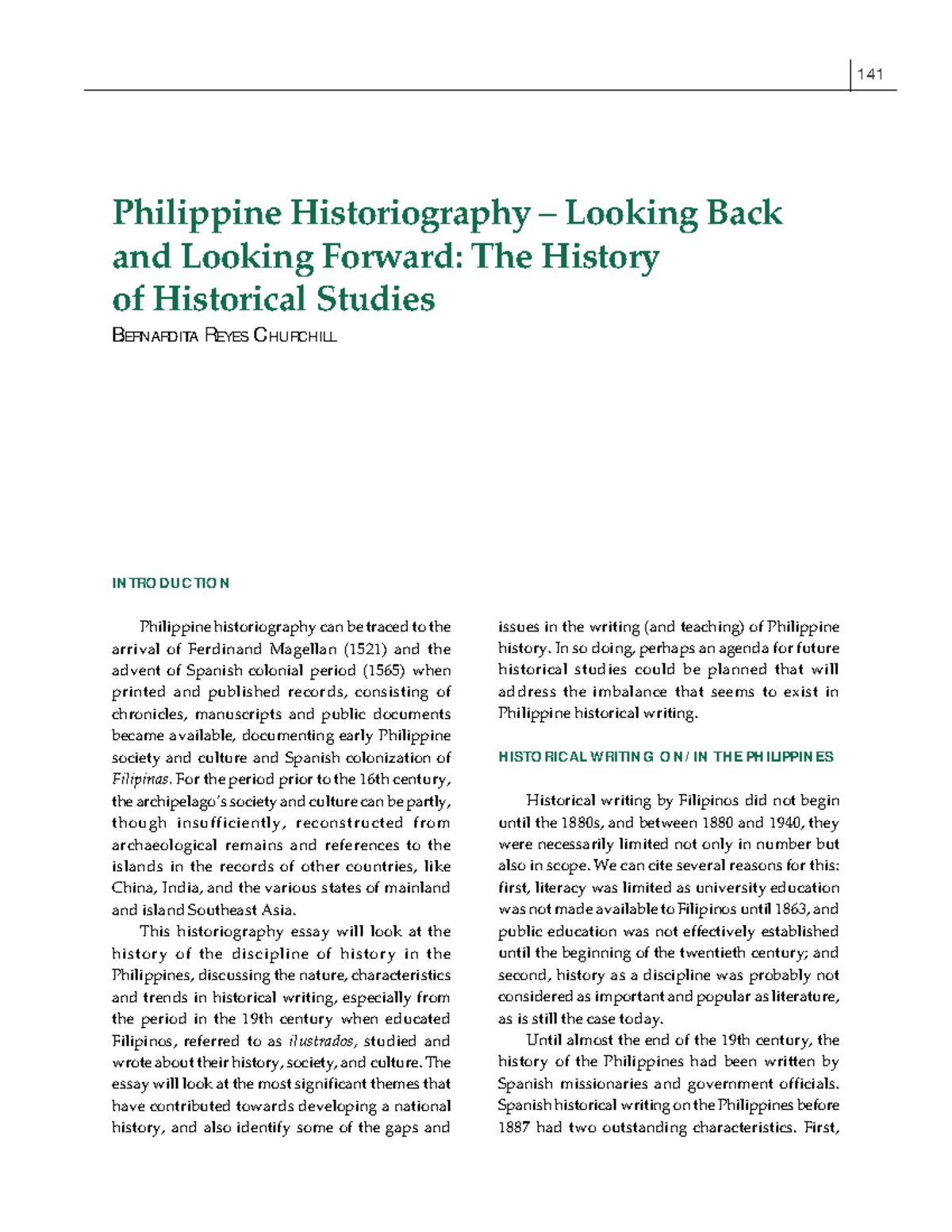 Philippine Historiography Looking Back And Looking Forward The History ...