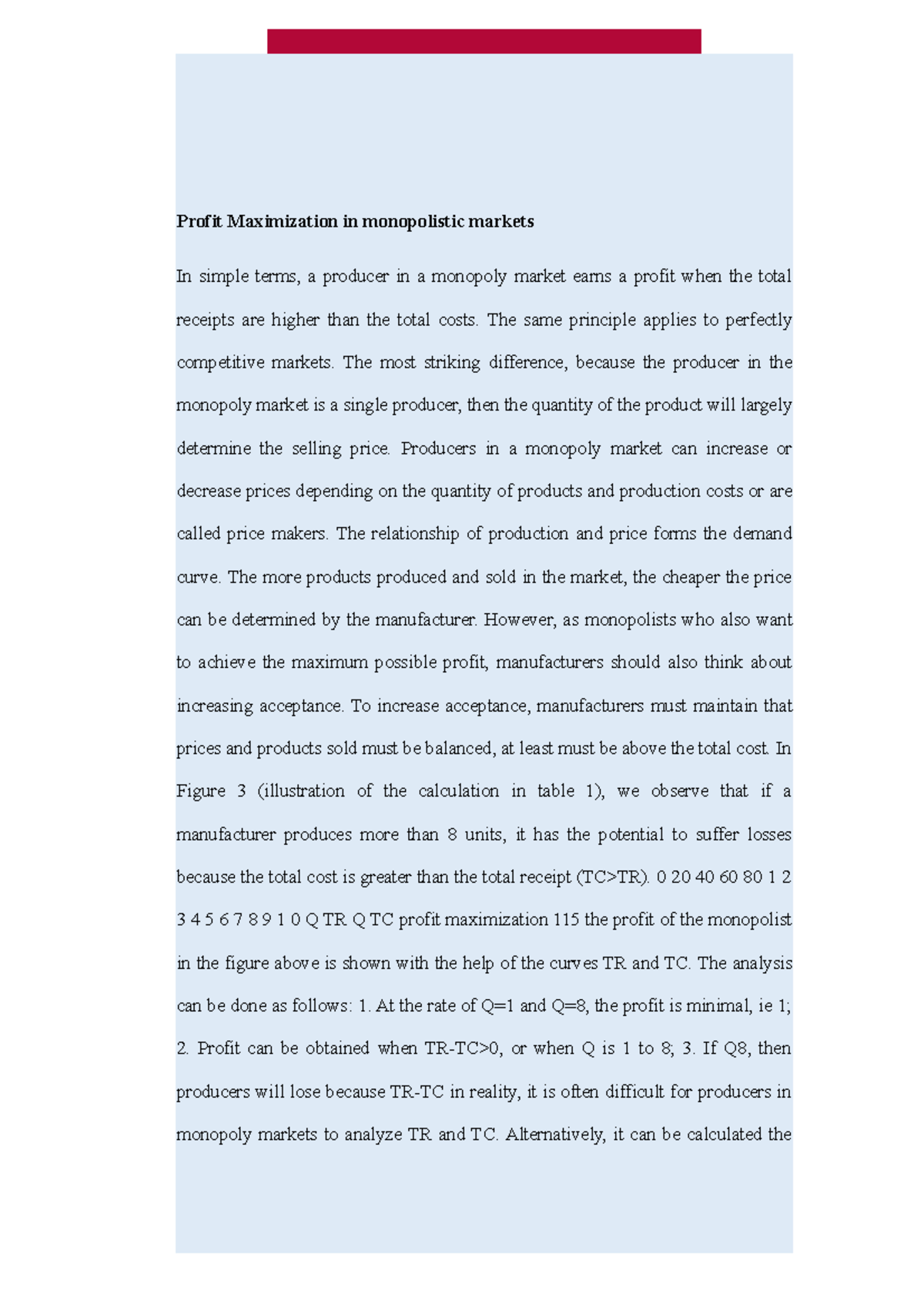 Notes Economics - Profit Maximization in monopolistic markets - Profit ...