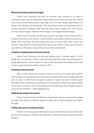 What Mgt 345 Operations Management Case Study What S The Product Produced Output Ramly Food Studocu
