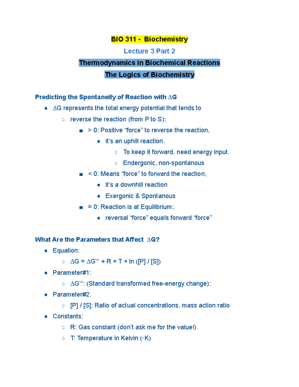 BIO 311 Lecture 3 Part 2 Fall 2020 - BIO 311 - Biochemistry Lecture 3 ...