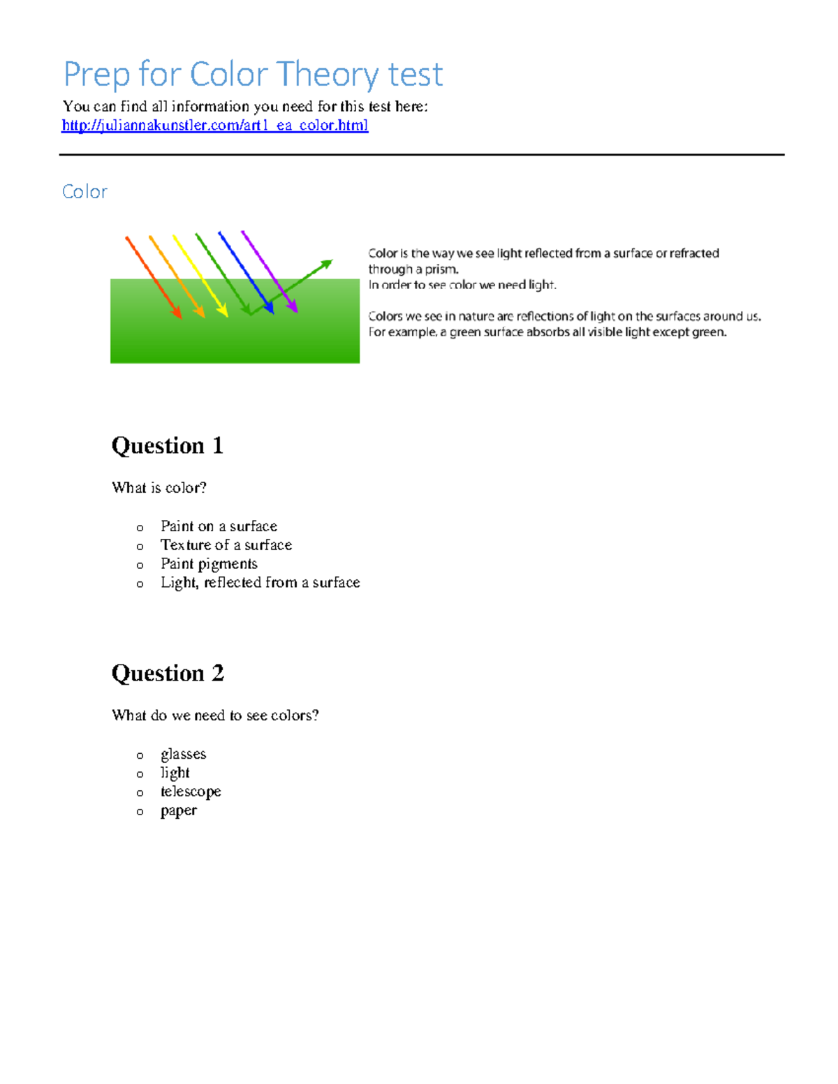 Color test prep - Prep for Color Theory test You can find all ...