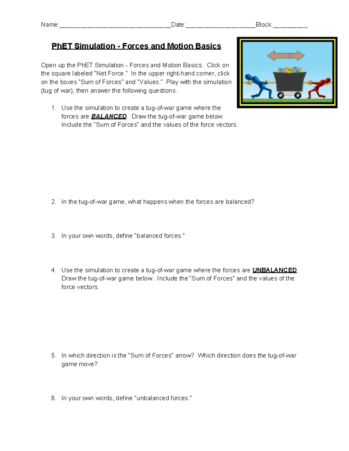 Ph ETForces Motion - Practice - Name ...