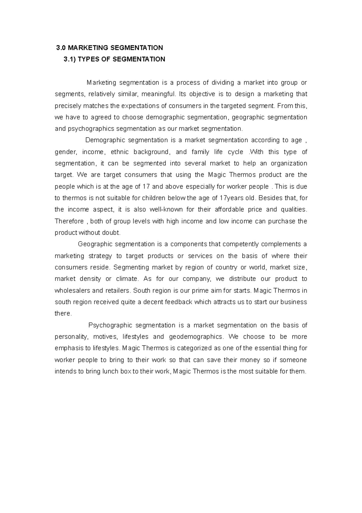 Assignment mkt - Lecture notes 3 - 3 MARKETING SEGMENTATION 3) TYPES OF ...