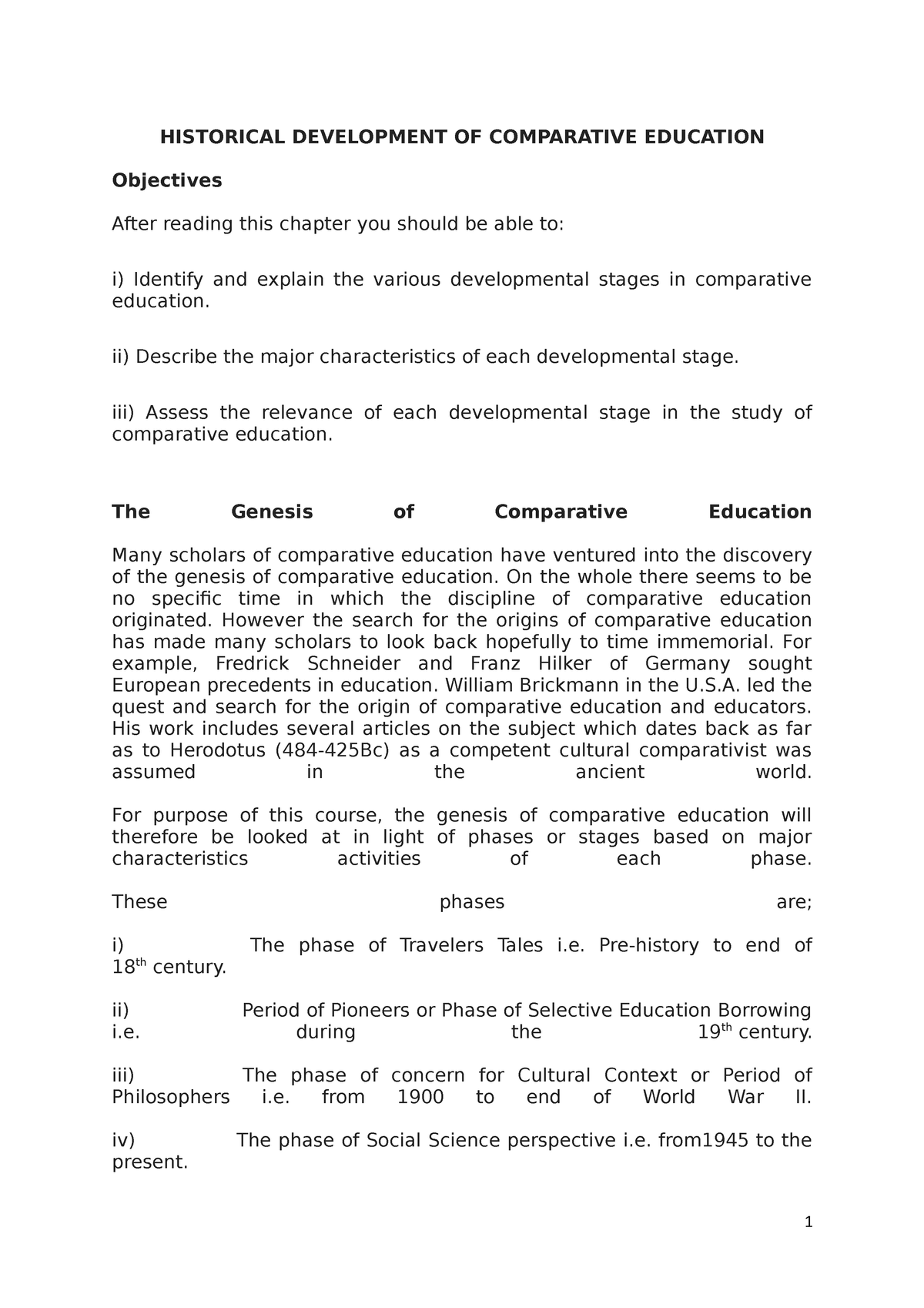 Historical Development OF Comparative Education - HISTORICAL ...