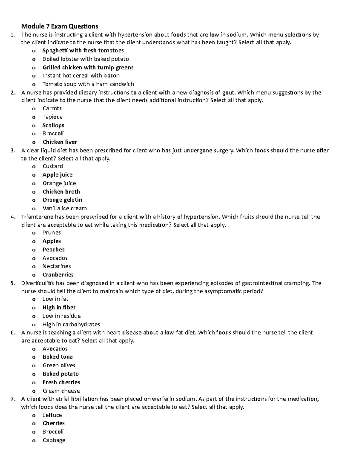 Module 7 Exam Questions.docxnursing exam questions and answers best ...