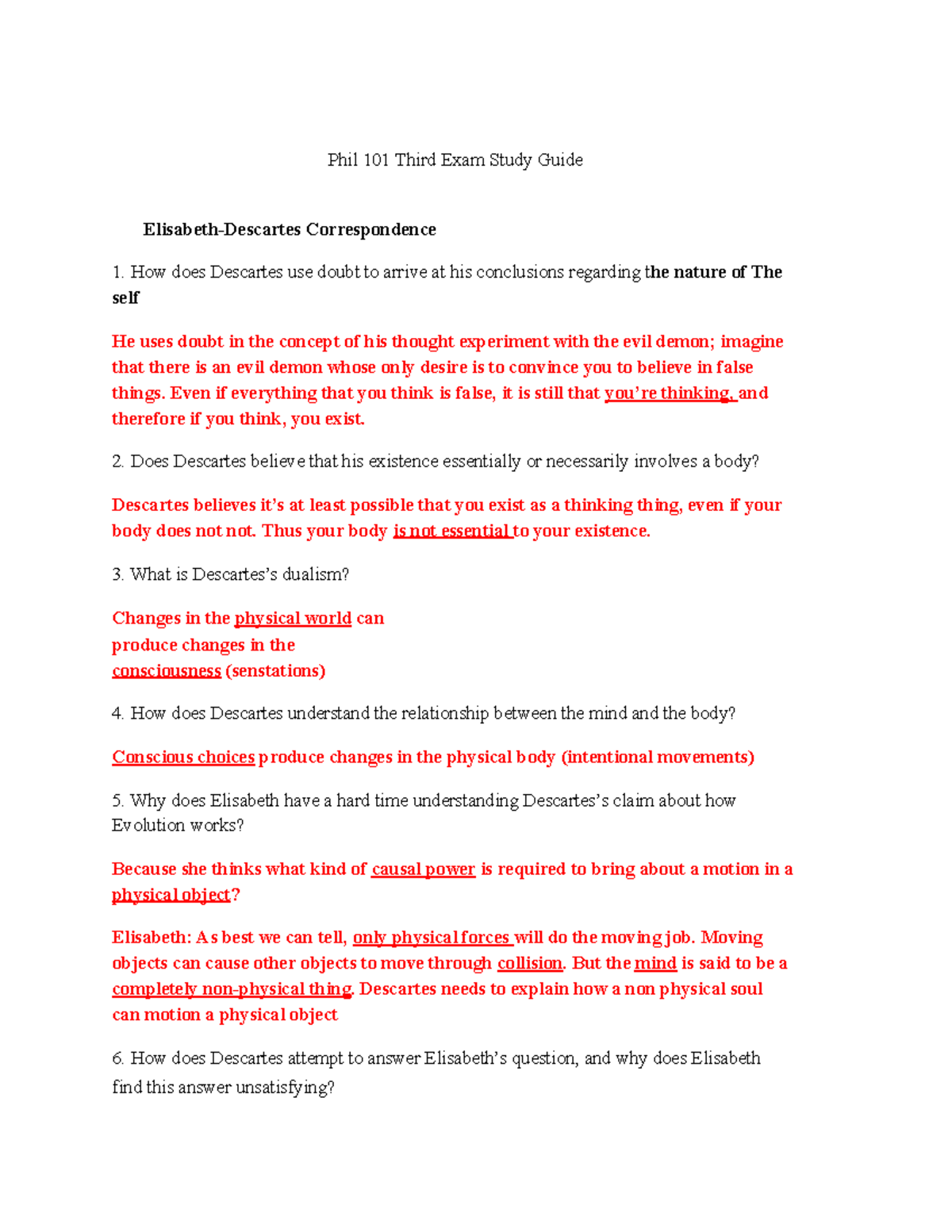 Phil 101 Third Exam Study Guide Phil 101 Third Exam Study Guide