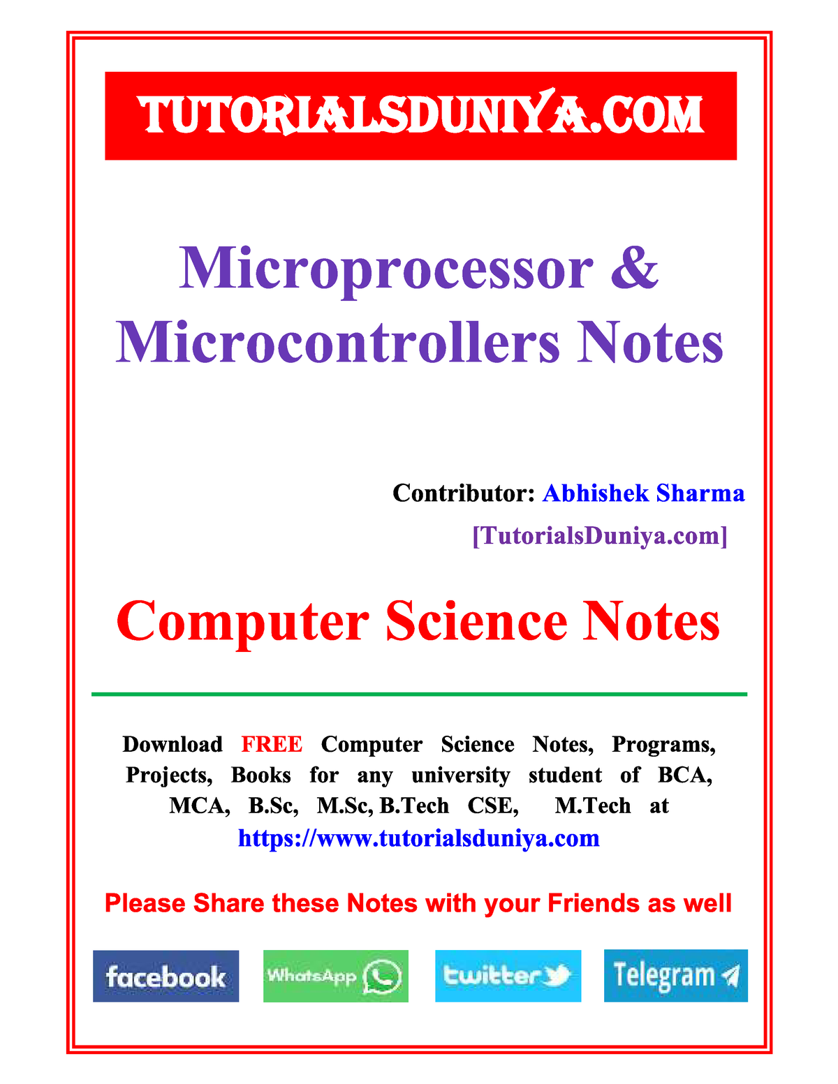 Microprocessor Notes - B.Sc(H)Computer Science - Studocu