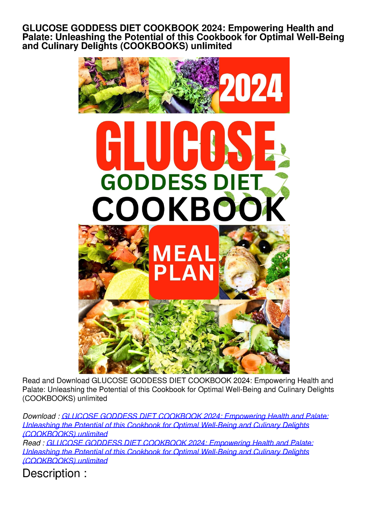 PDF READ GLUCOSE GODDESS DIET COOKBOOK 2024 Empowering Health and