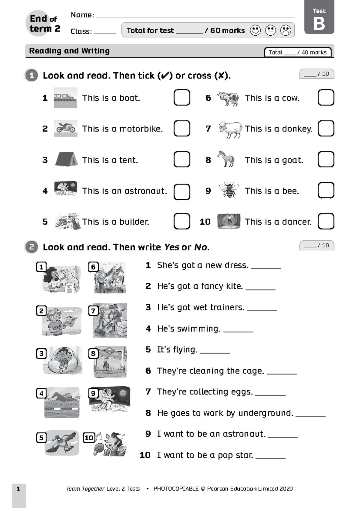 TT2 Tests EOT 2B - Resumen Ingles B1+ - B End of term 2 Name: Class ...
