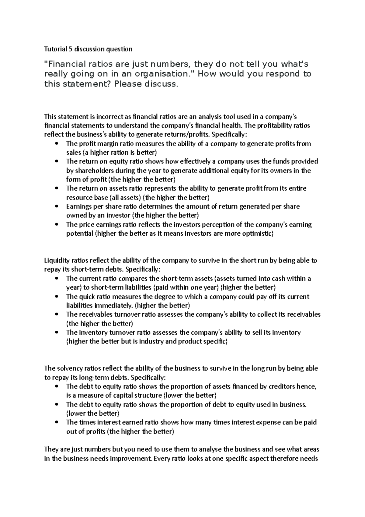 Tutorial 5 discussion question - Tutorial 5 discussion question ...