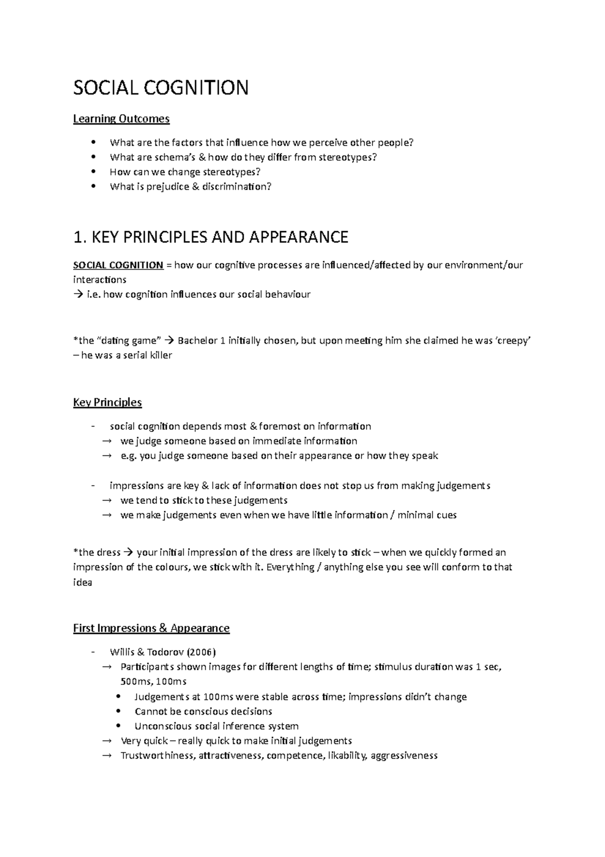 2. Social Cognition - Lecture notes 2 - PSYU9AJ - Stirling - Studocu