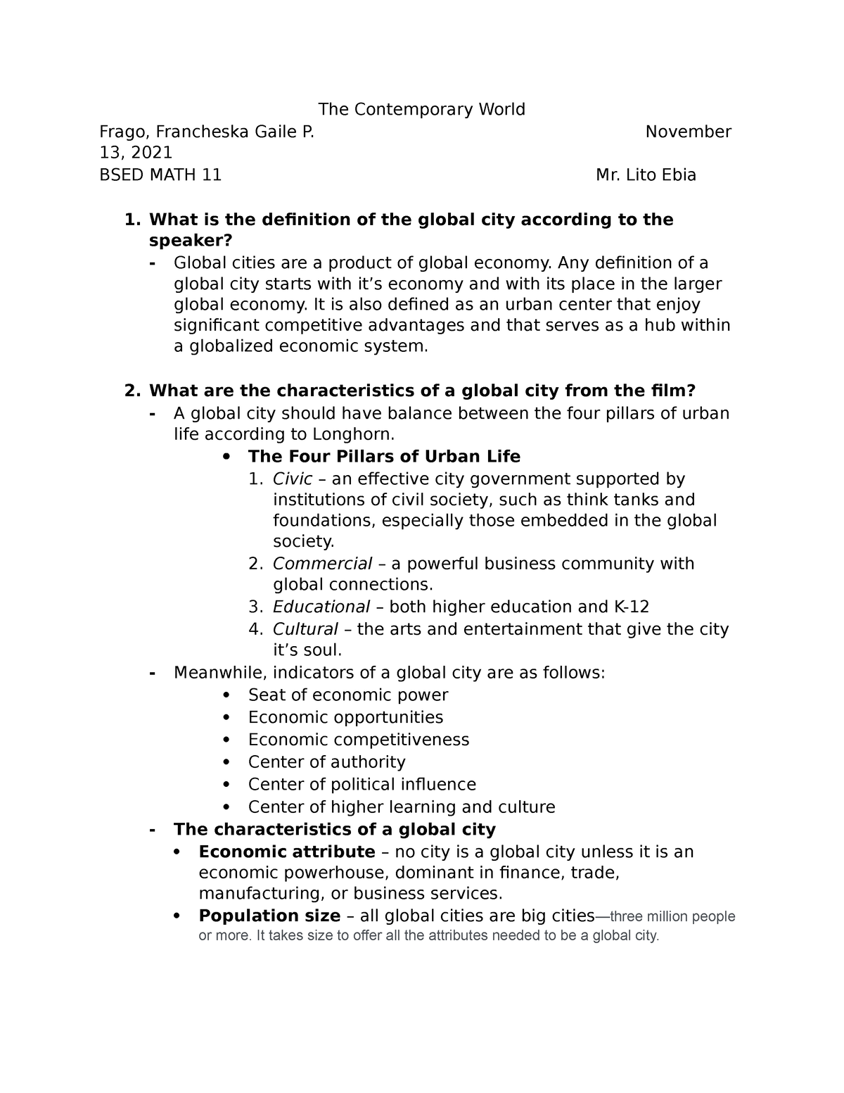 The Contemporary World Assignment Chapter 1 - The Contemporary World ...