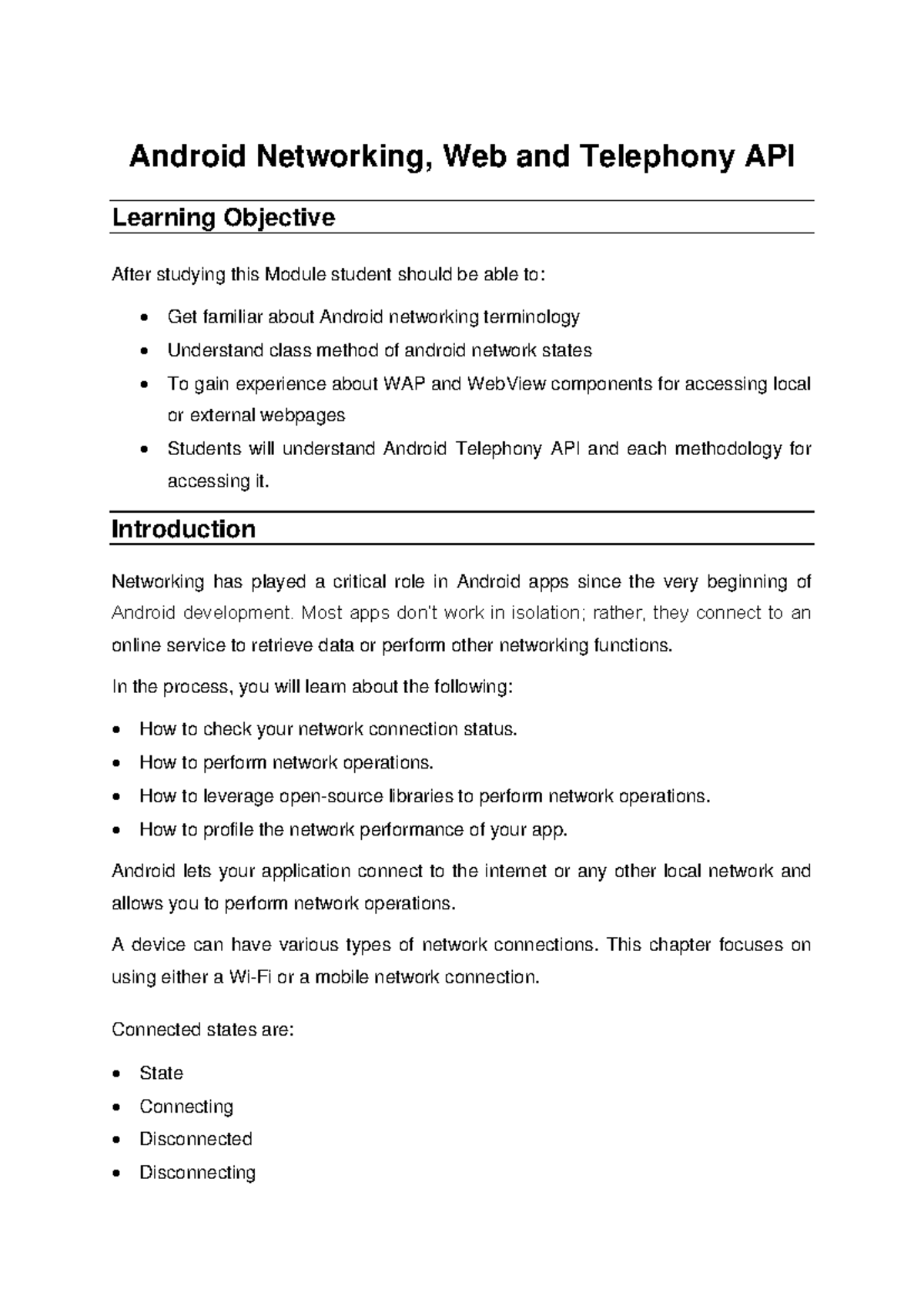 Android Networking, Web and Telephony and API - Android Networking, Web ...