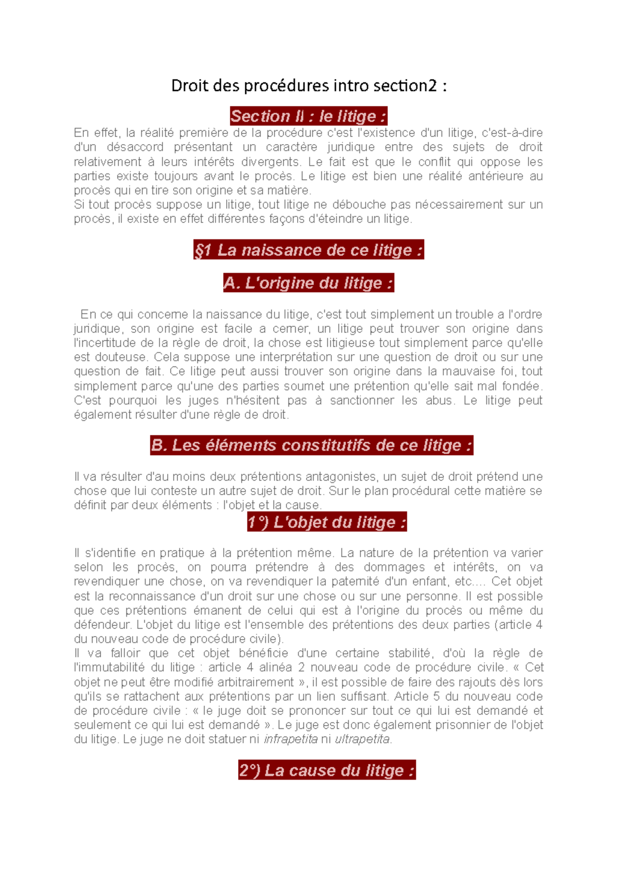Droit des procédures intro section 2 - Droit des procédures intro ...