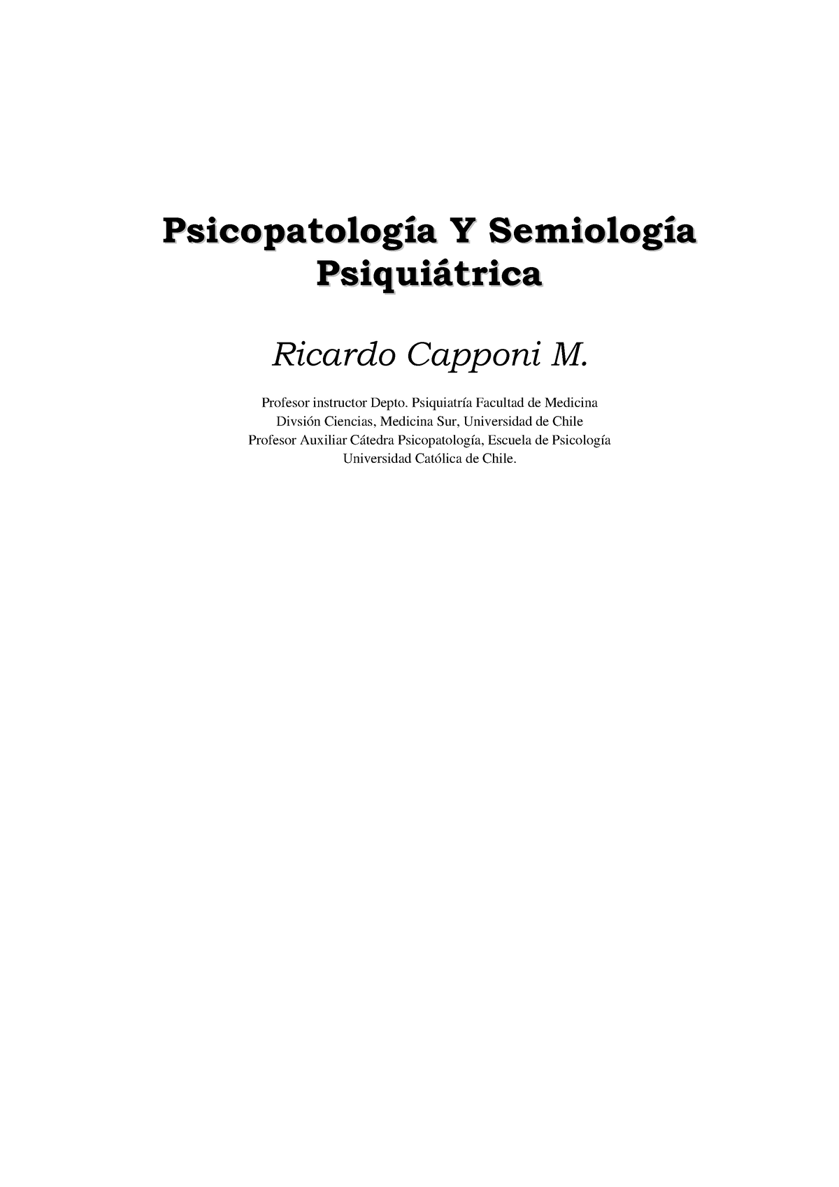 Psicopatologia Y Semiologia Psiquiatrica Capponi - PsicopatologÌa Y ...