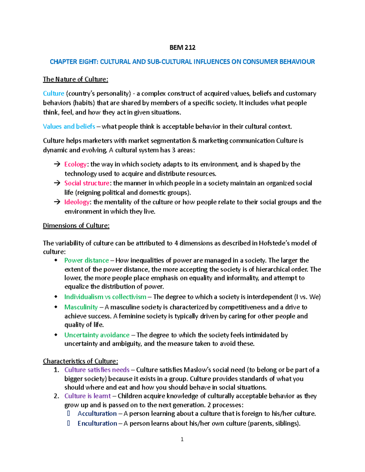 BEM 212 chapter 8 - Summary Business management - BEM 212 CHAPTER EIGHT ...