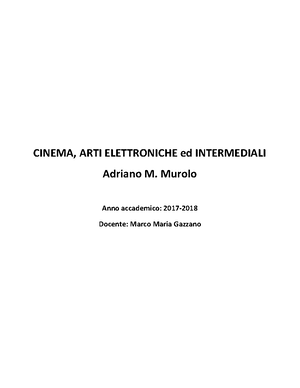 Relazione Cinema, Arti Elettroniche E Intermediali - Relazione Del ...