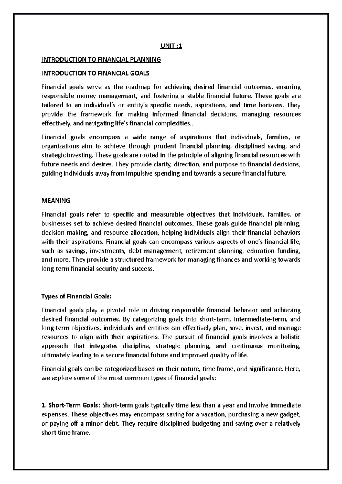 personal-financial-planning-unit-introduction-to-financial-planning