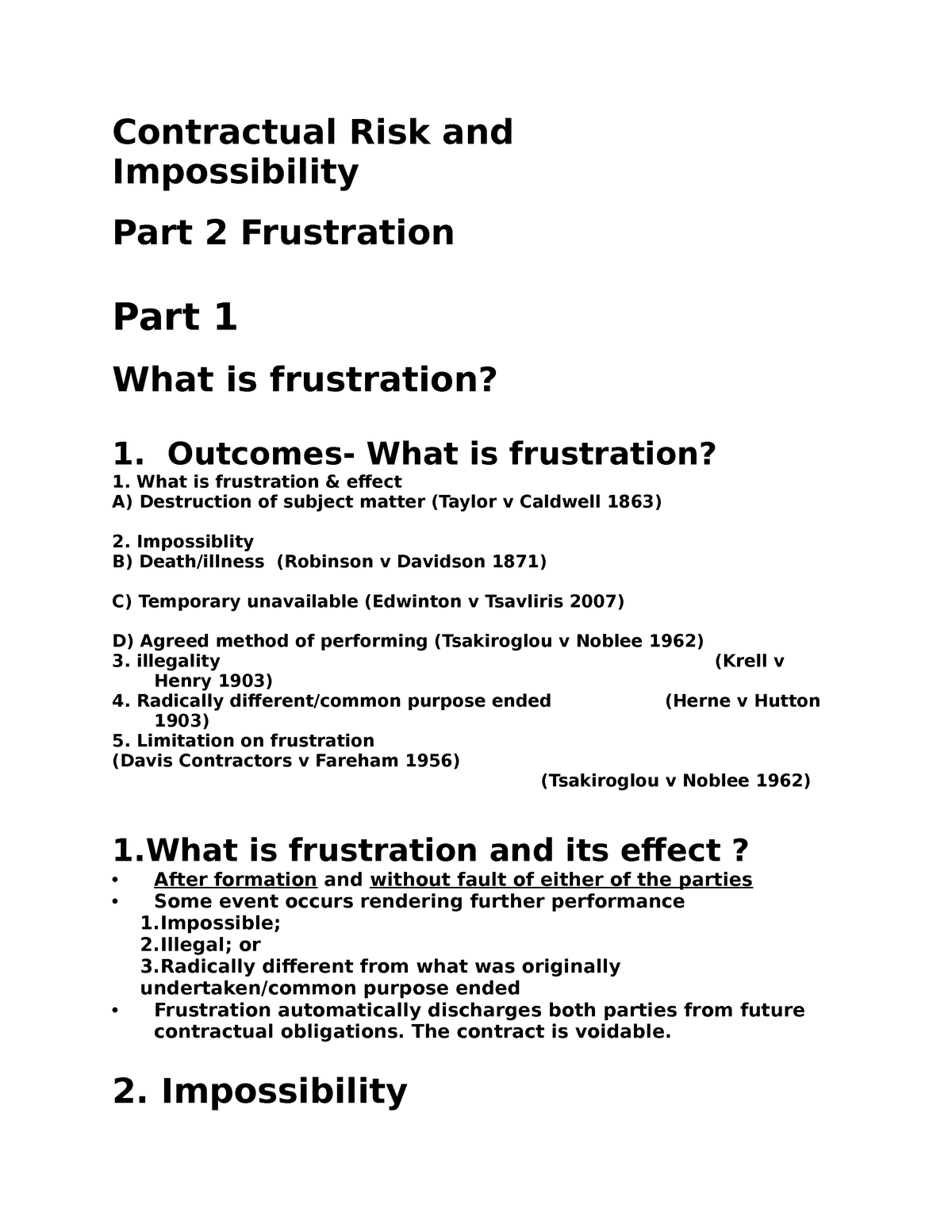 Lecture 6 Frustration Contract Law La4001 Chester Studocu