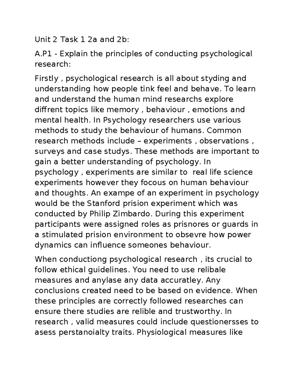 Unit 2 Task 1 2a and 2b1 NEW COPY - Unit 2 Task 1 2a and 2b: A ...