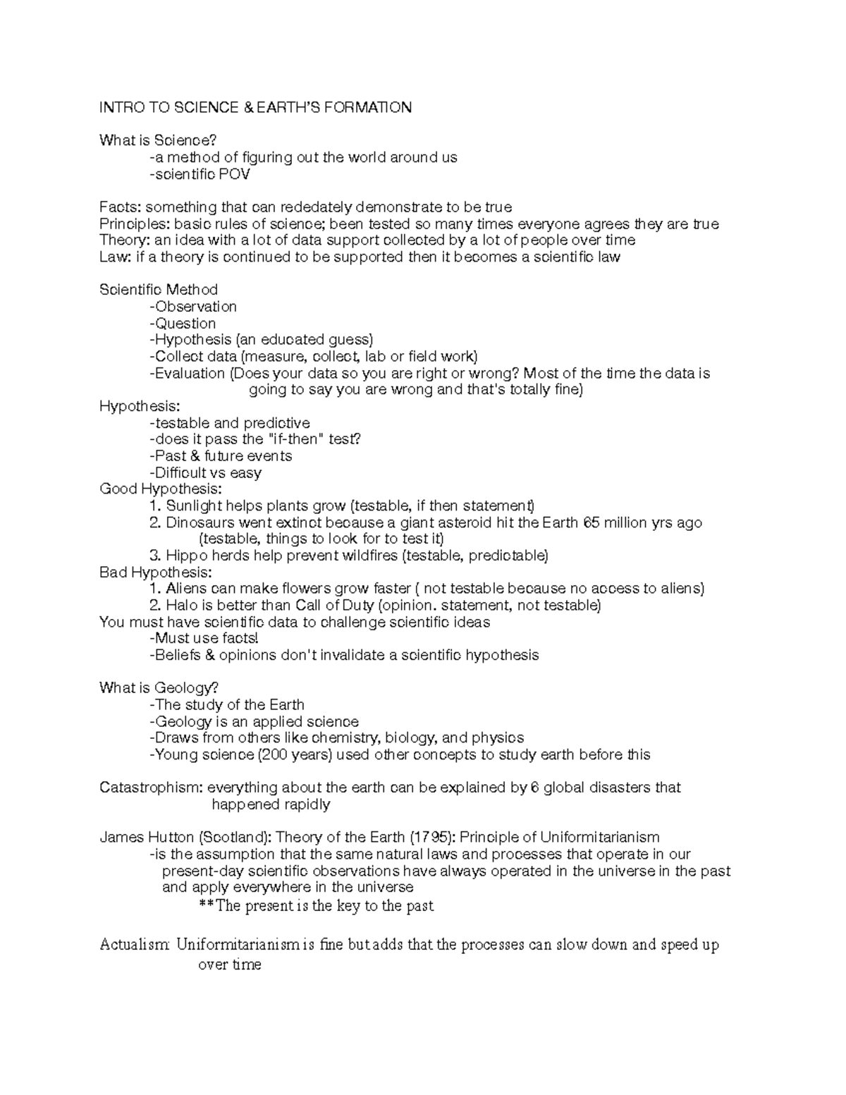 Geology Test 1 Review - These are lecture notes for Exam #1. They are ...