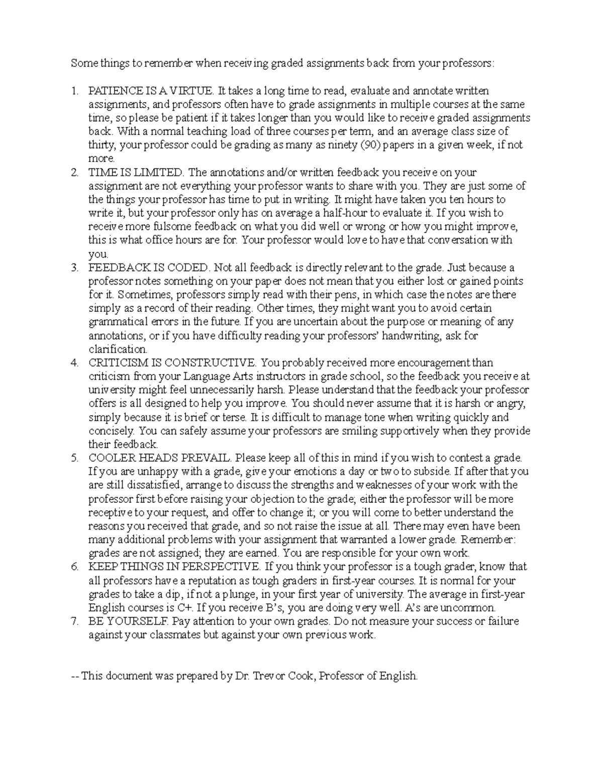 Grading Explanation - Some things to remember when receiving graded ...