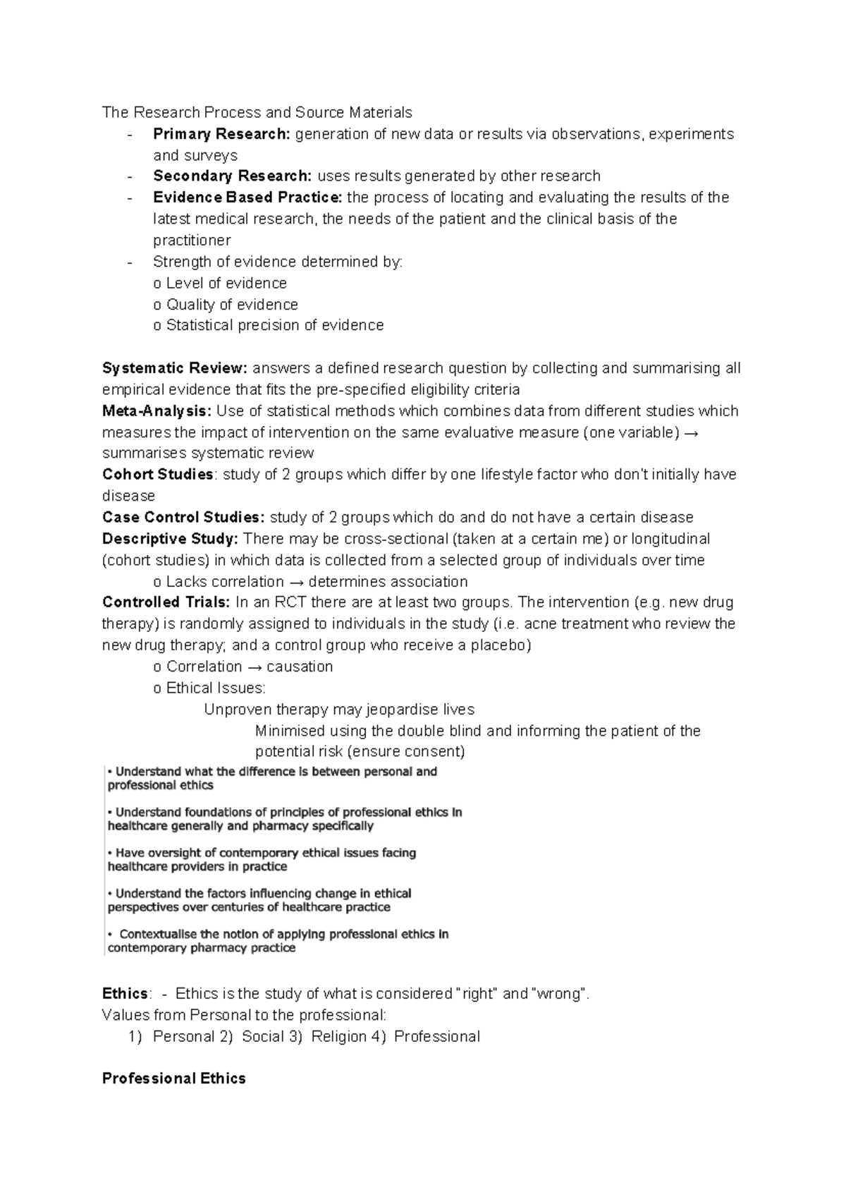 PHAR1811 notes pharmacy The Research Process and Source Materials