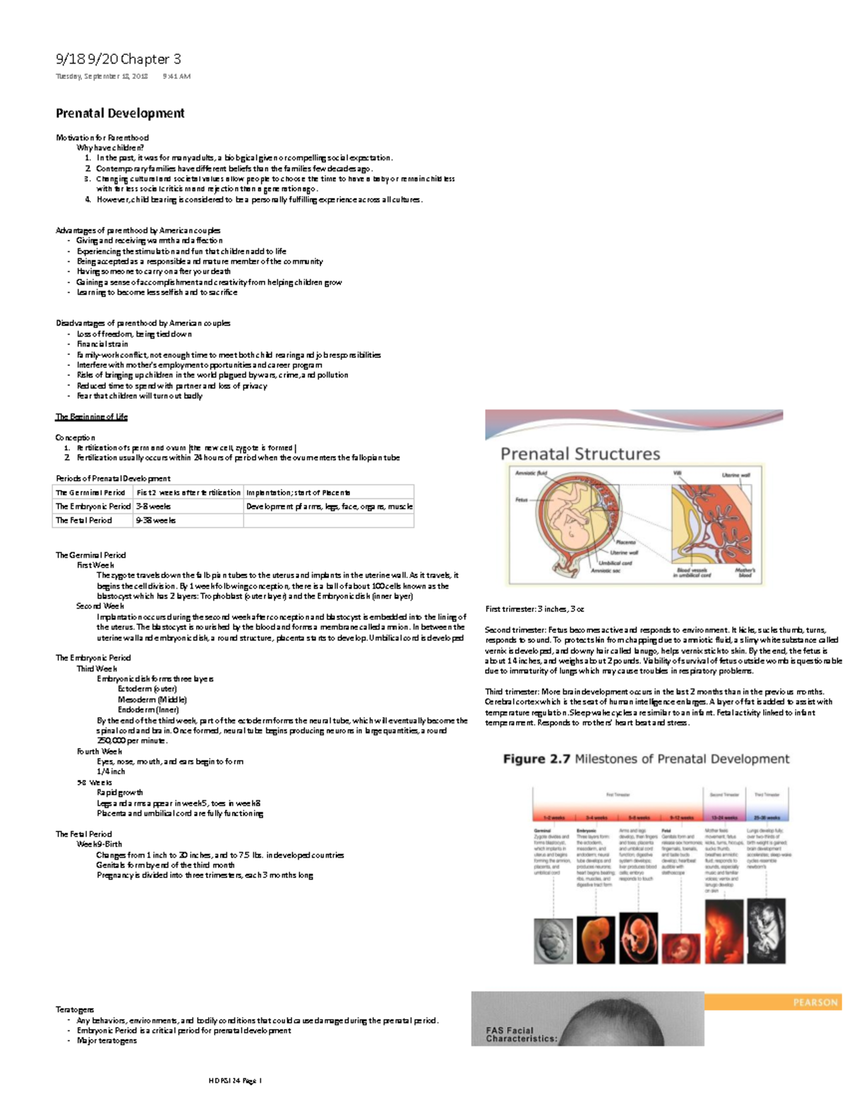 Chapter 3 - Lecture notes 4-5 - Prenatal Development 1 the past, it was ...
