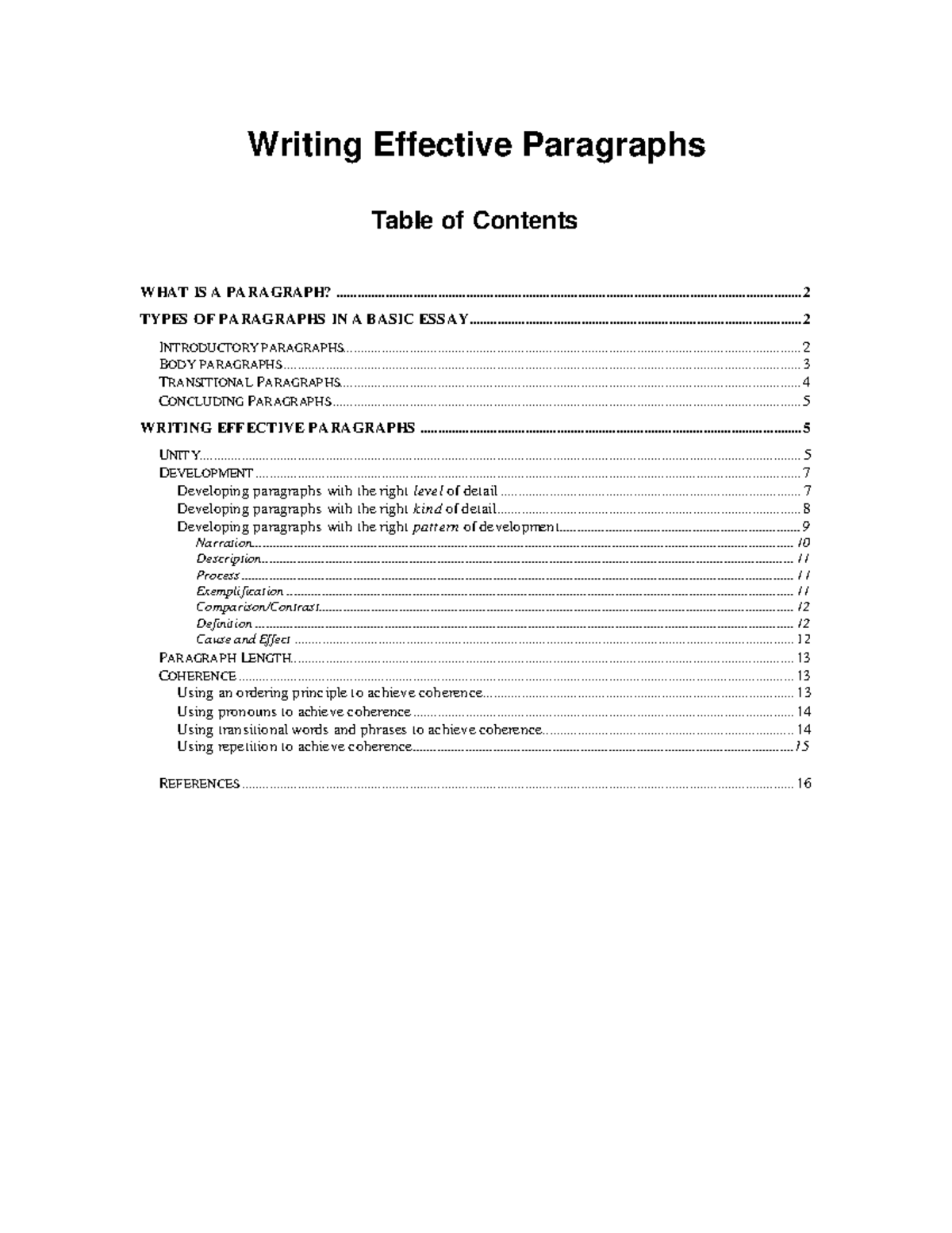 Writing-effective-paragraphs and their types - Table of Contents WHAT ...