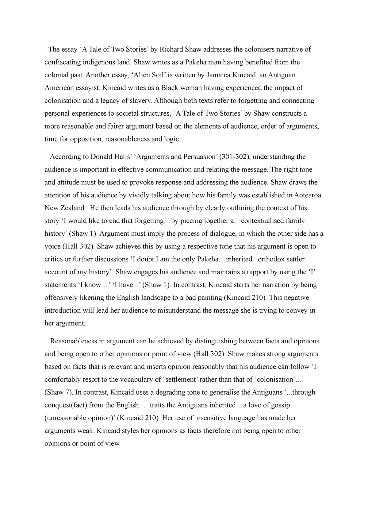 WRIT2 - Essay 2 Sample - The essay ‘A Tale of Two Stories’ by Richard ...