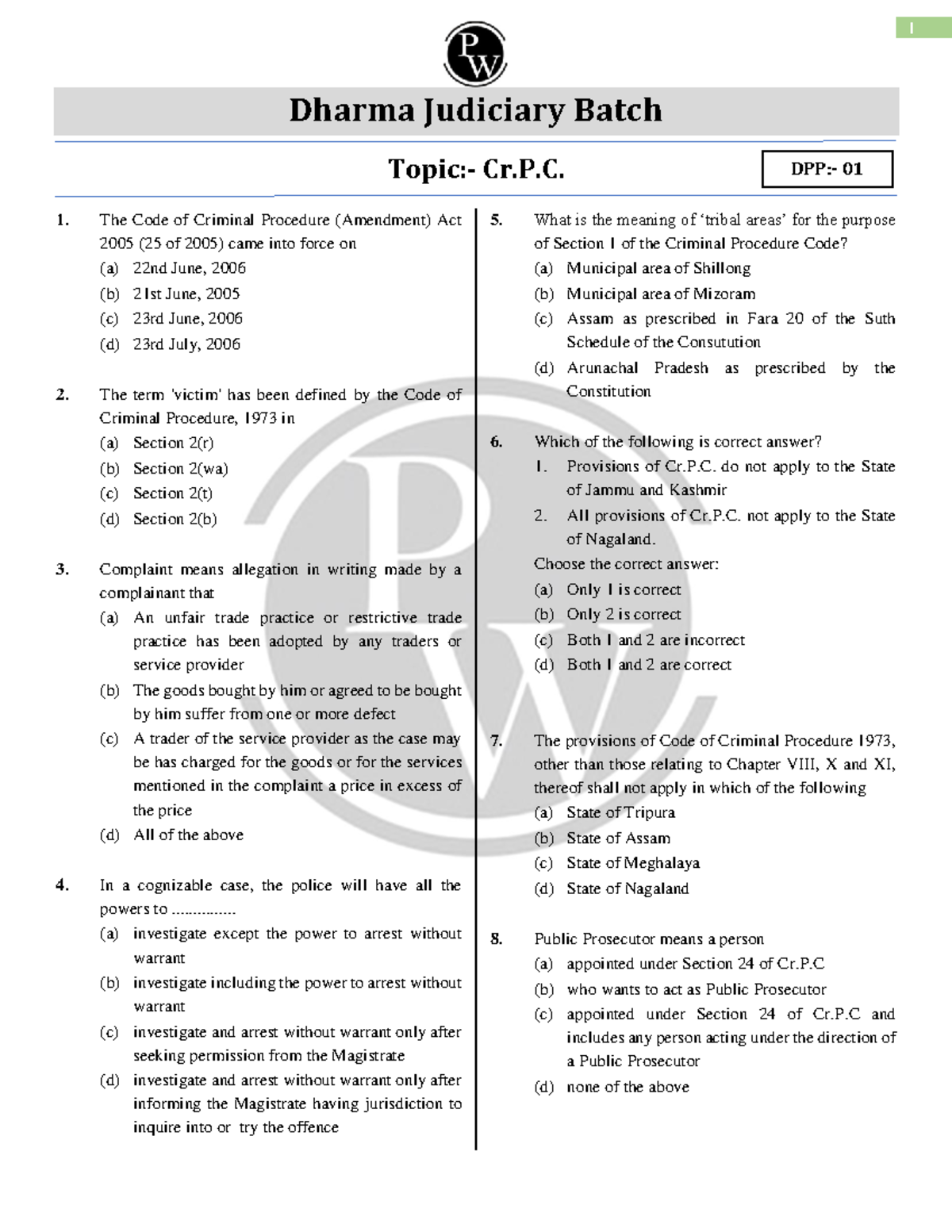 6555e7b722c5cc0018345 b7e ## Cr PC- DPP 01 - Dharma Judiciary Batch ...