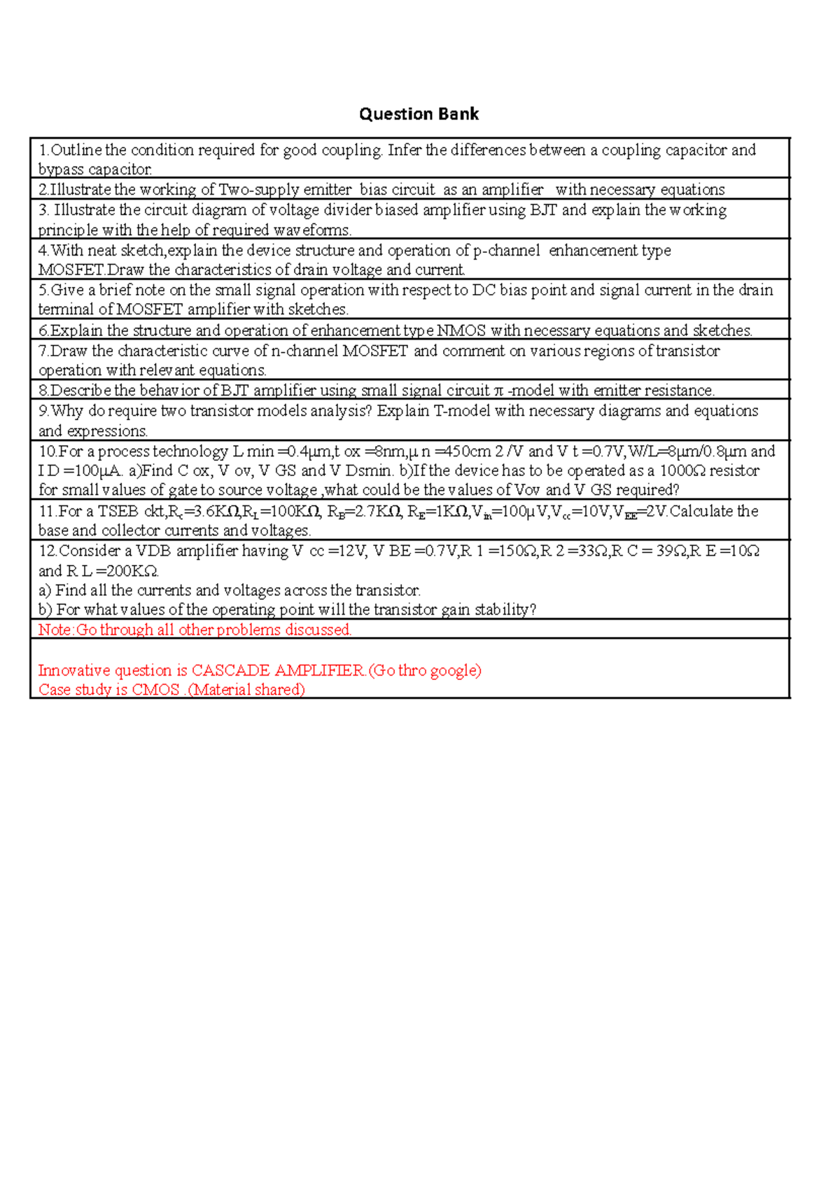 Question Bank EPC - Practice Material for the given material - Question ...