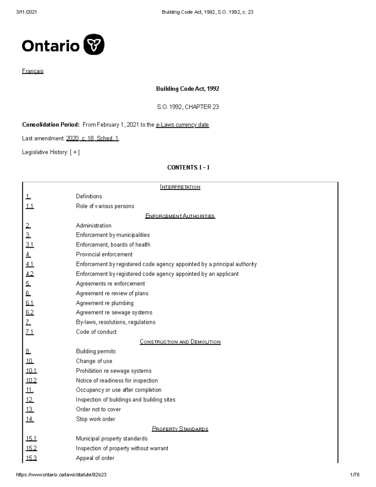 Building Code Act, 1992, S.O. 1992, c. 23 - Français Building Code Act ...