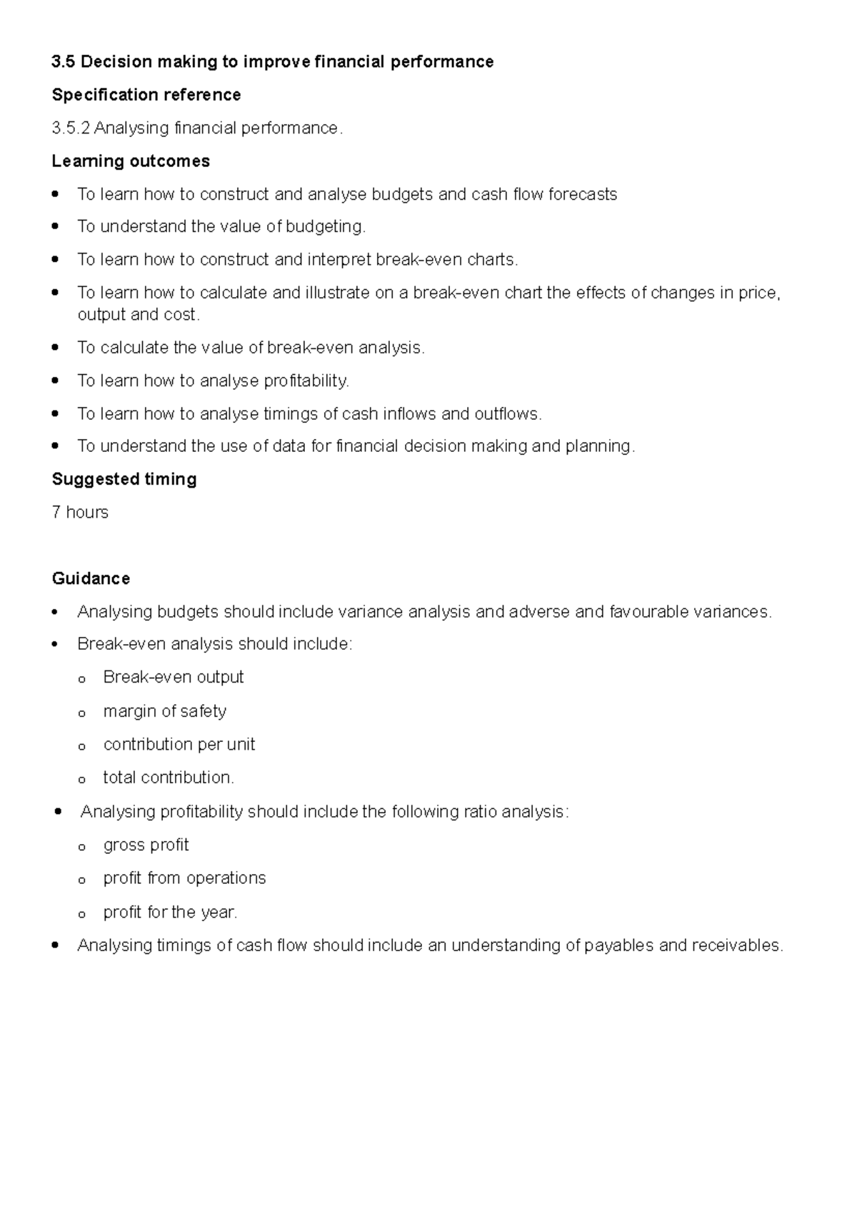 3.5.2A Analysing financial performance - 3 Decision making to improve ...