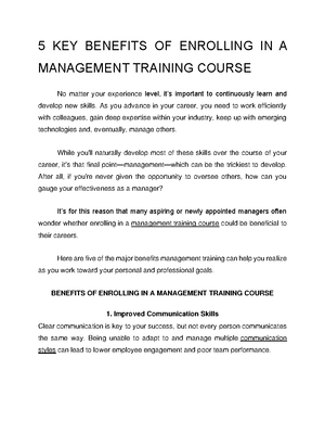 The Advantages of Management Training - As manager confidence increases ...