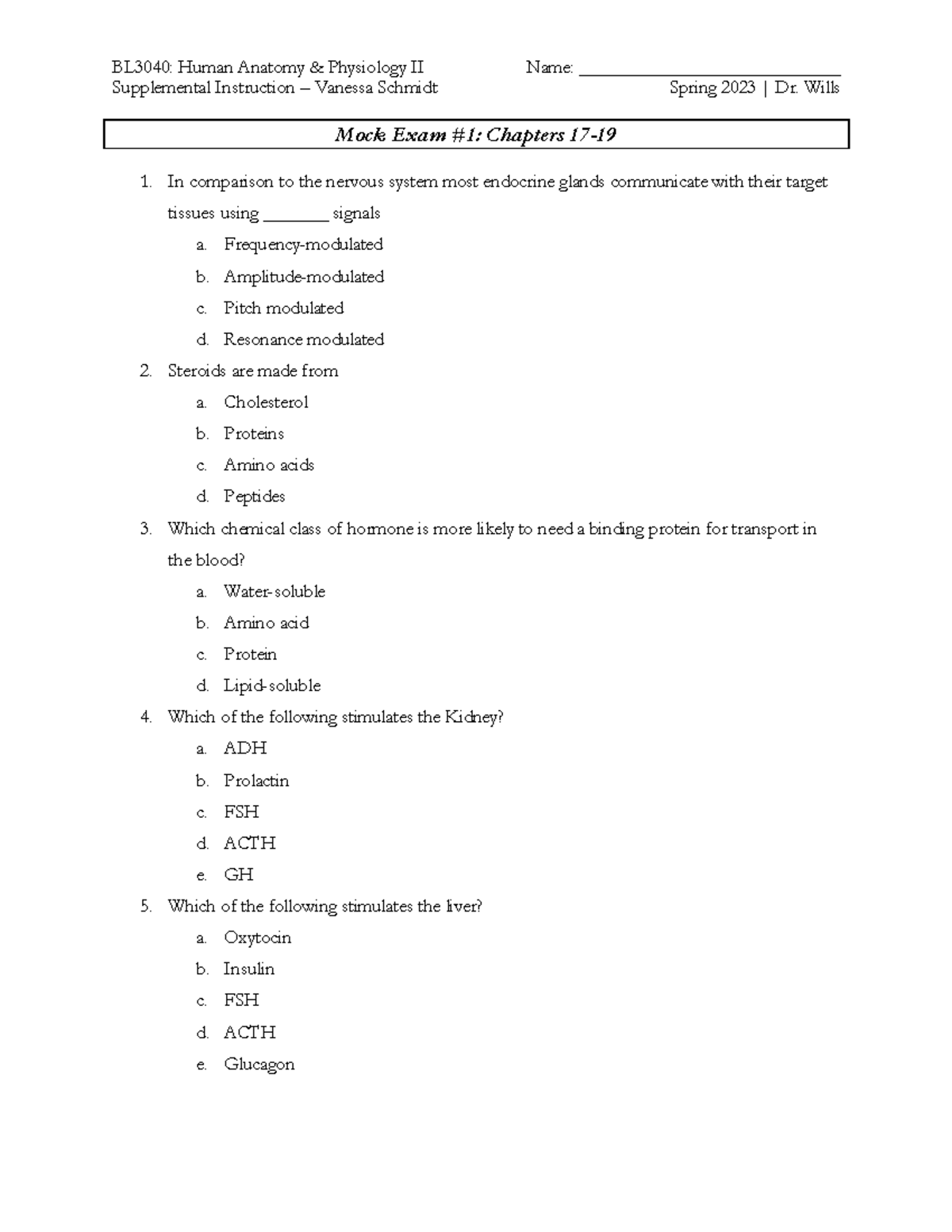 Mock+Exam+%231 - A practice exam of unit test, given to students as a ...