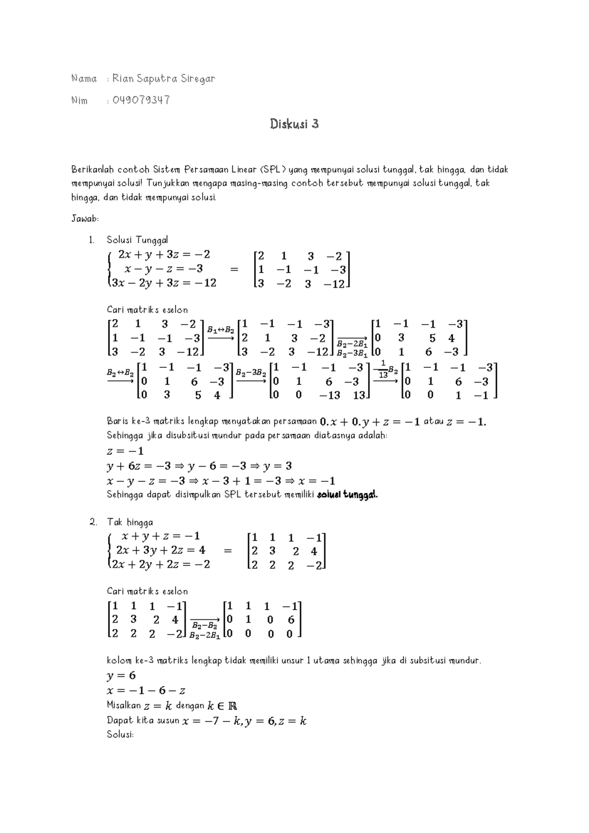 Diskusi 3 Aljabar Linear Elementer MATA4112 - Nama : Rian Saputra ...