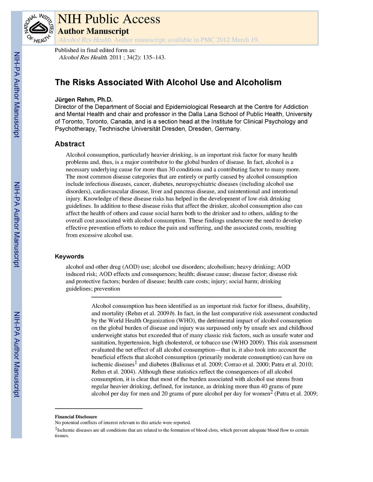 associated alcohol research report