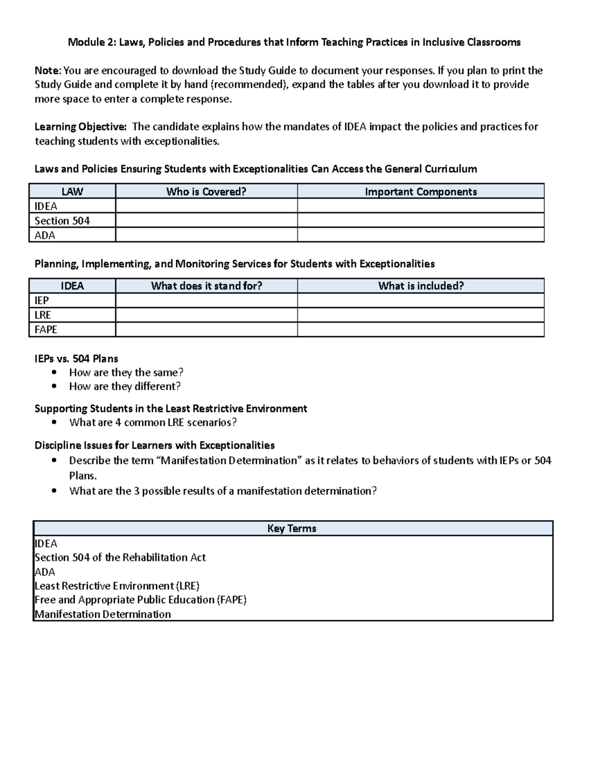 D096 M2 Study Guide - Module 2: Laws, Policies And Procedures That ...