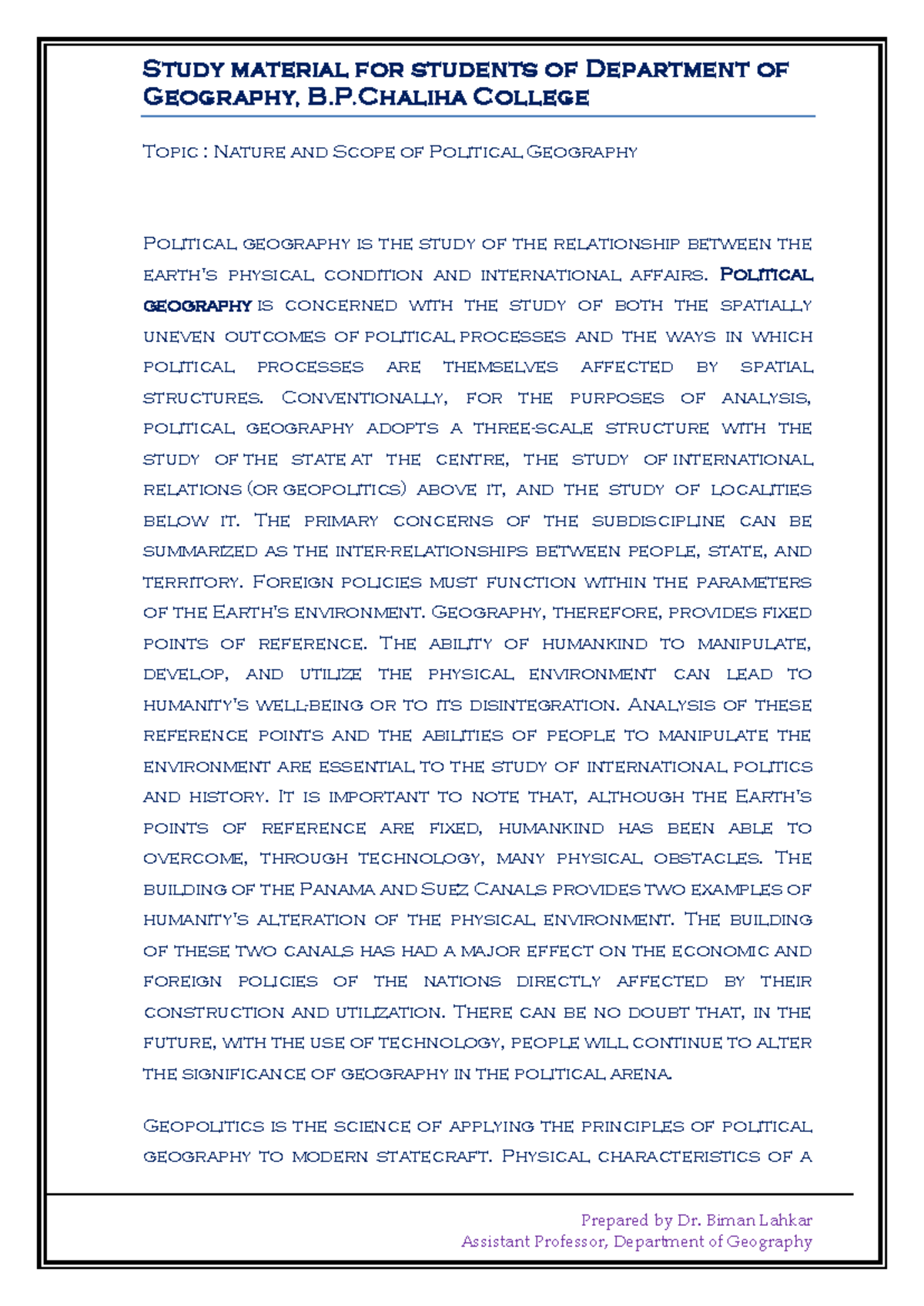 1623667161 - Description of the basics of political geography - Study ...