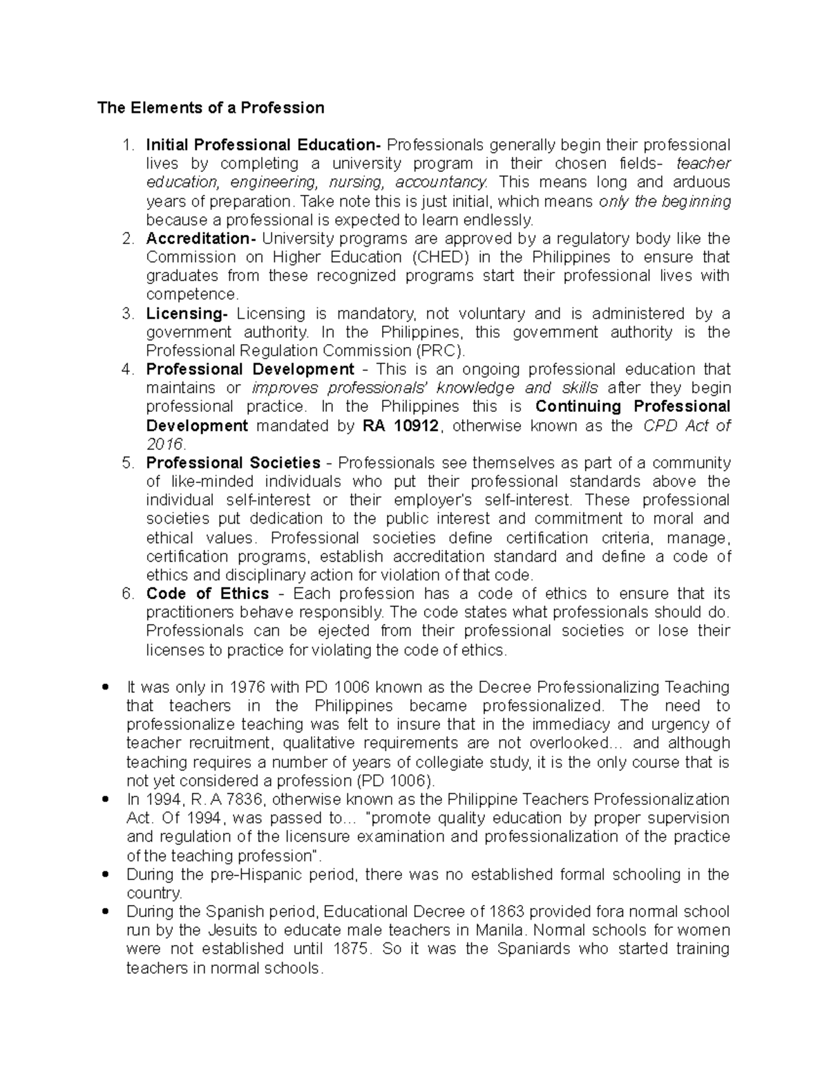 The Elements of a Profession - Initial Professional Education ...
