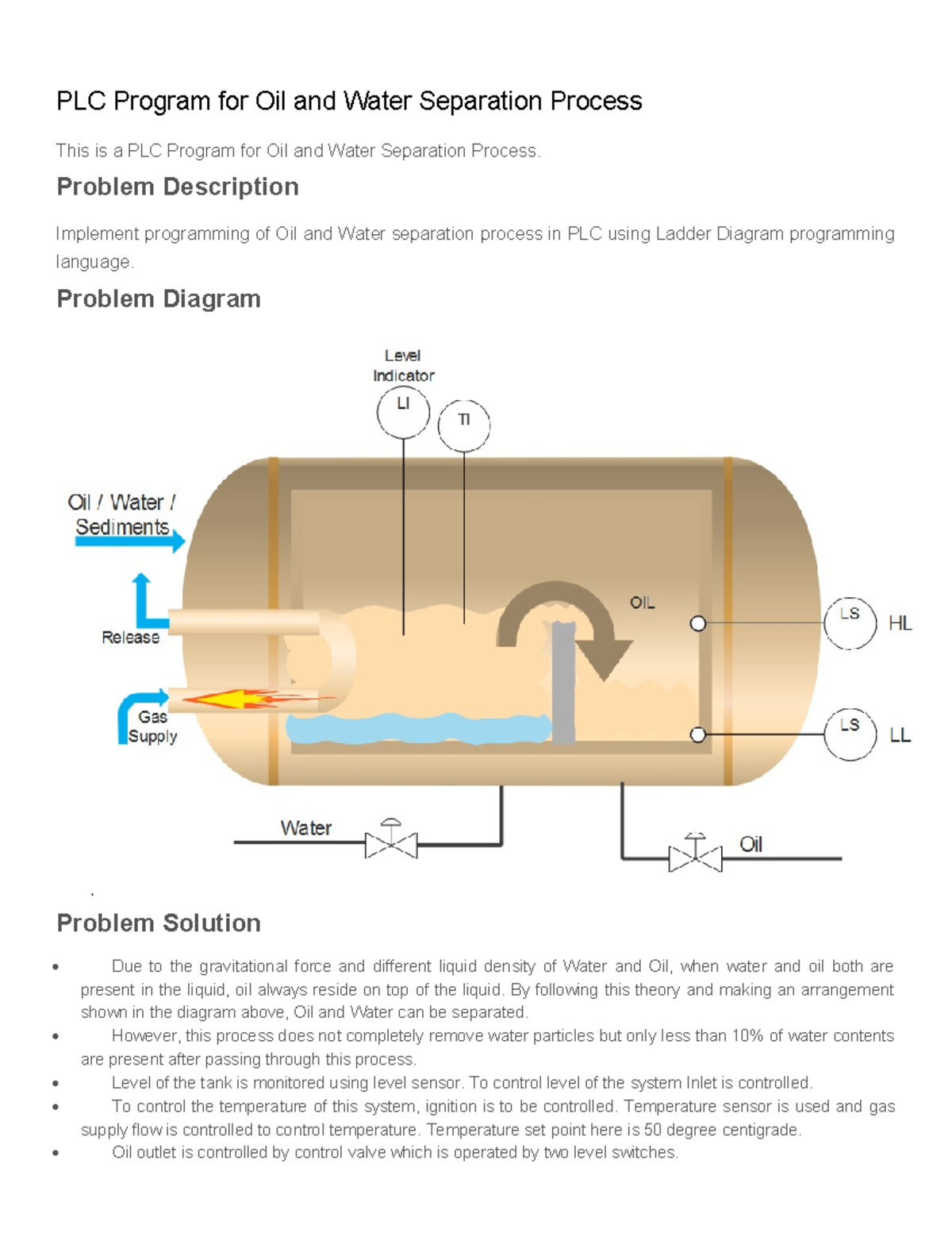 PLC Programs FOR OIL AND GAS Separation Process PLC Program for Oil